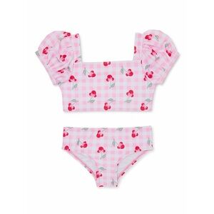 Pink Cherry Patterned Kids Swimwear Set